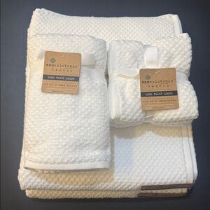 8pc Ecoexistence Bamboo Zero Twist Loops Bath Towel Set - White